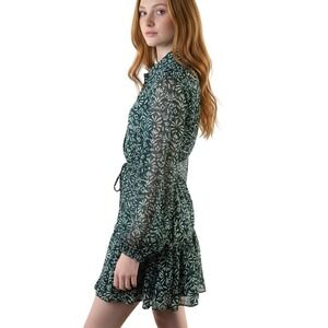 Zara Shirt Dress Womens XXL Green Forest Fairy Whimsical‎ Asymetrical Tiered Y2K